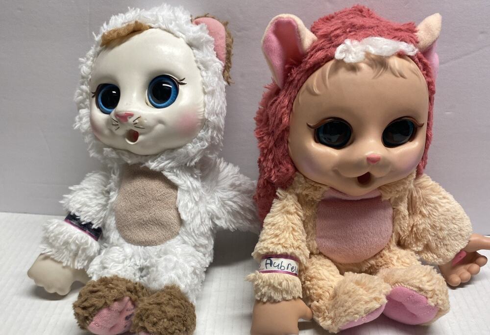 2 Jakks Pacific Animal Babies Nursery Kitten & Hedgehog Plush Thumb Sucking Doll